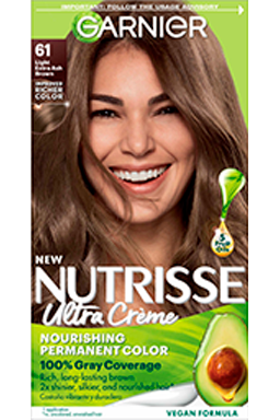 Light Ash Brown Hair Nutrisse Ultra creme Nourishing permanent color Gray Coverage - Garnier
